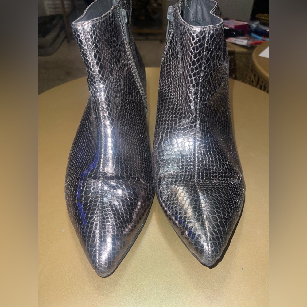 Torrid Pewter Snake Print Wide Width Kitten Heel Booties